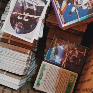 3 full box of mix baseball and football cards 80" 22"
